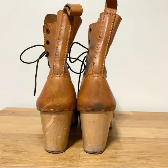 Swedish Hasbeens Hippie Lace Up Leather booties size 38 - Picture 5 of 11
